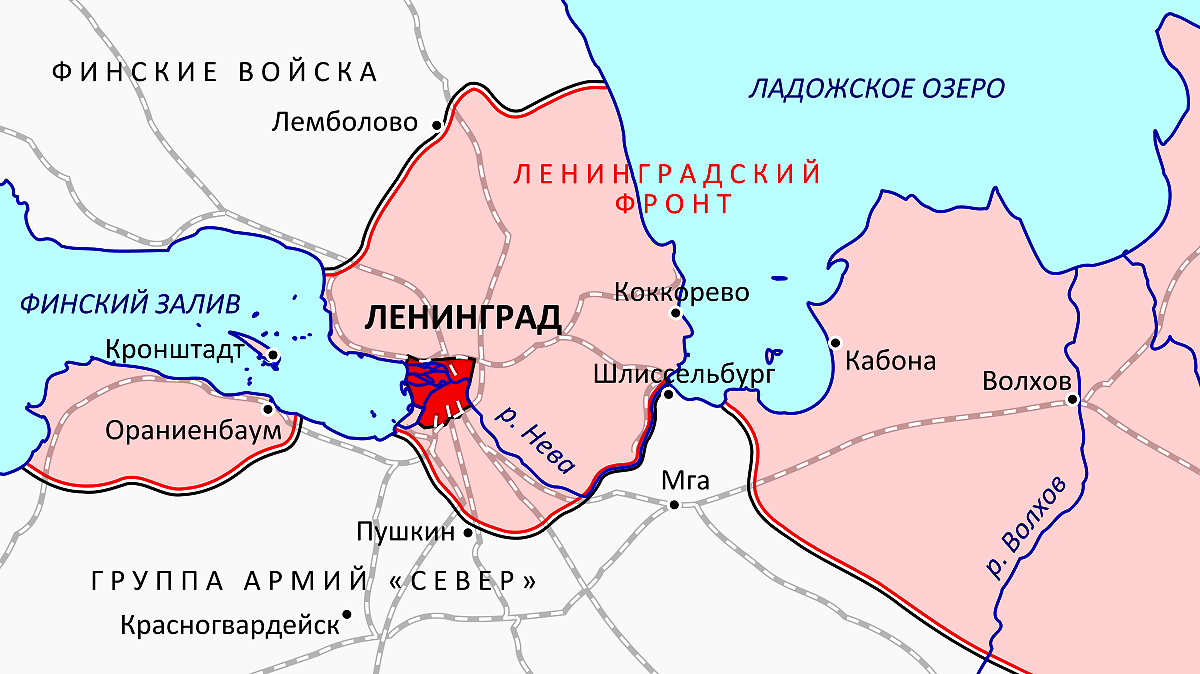 Карта блокады Ленинграда. Яндекс картинка.