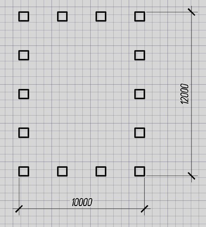 схема расположения фундаментных столбов (чертил сам)