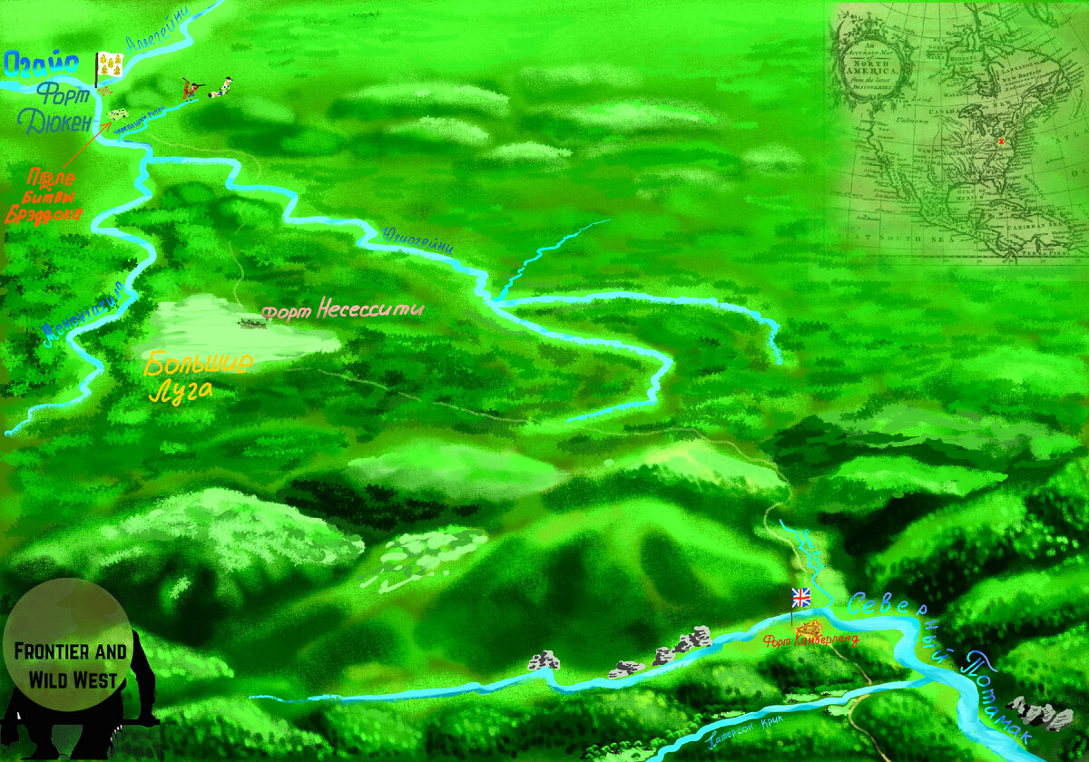 Карта района боевых действий Дюкен-Камберленд. Автор Ф.Д.З.