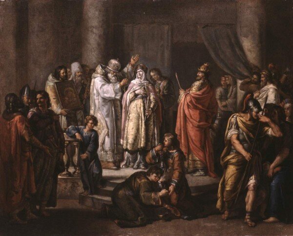 Княгиня Ольга принимает православие.