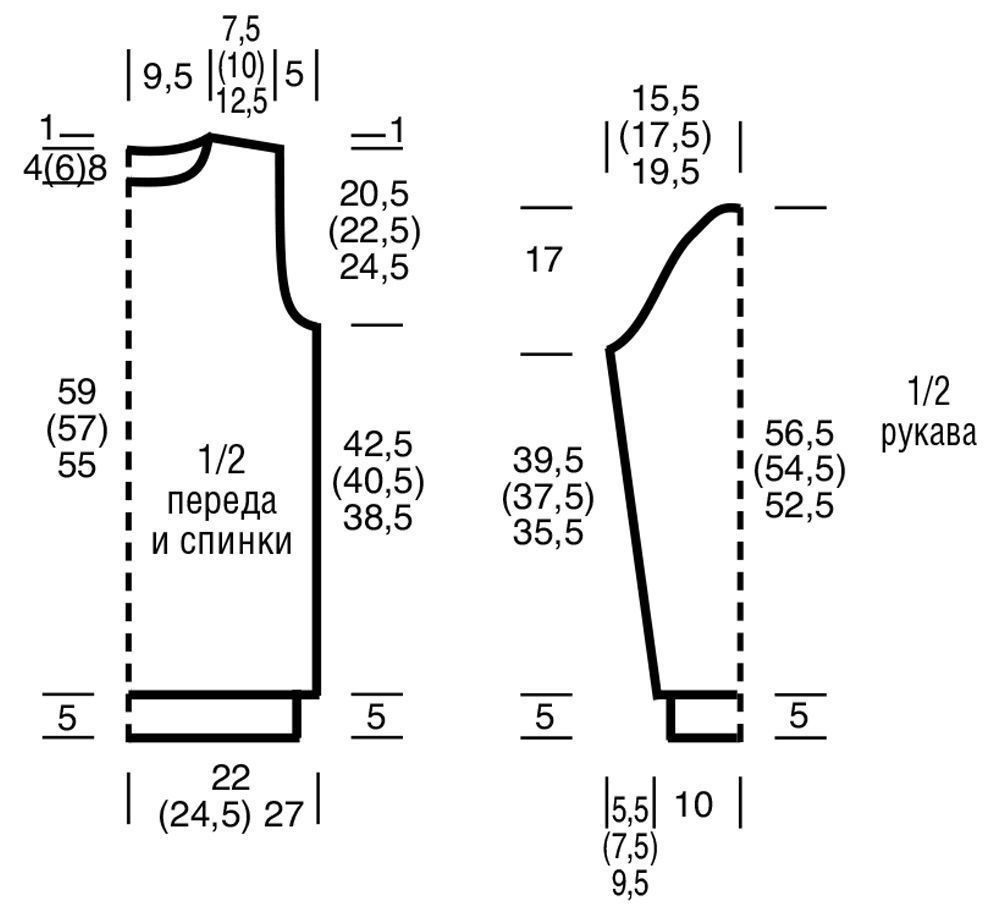 Женский свитер размеры. Свитер спицами на рост 146.