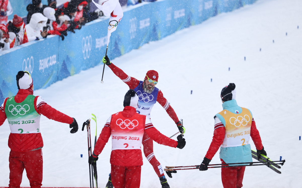Российские лыжники - победители эстафеты Олимпиады-2022. Фото: globallookpress