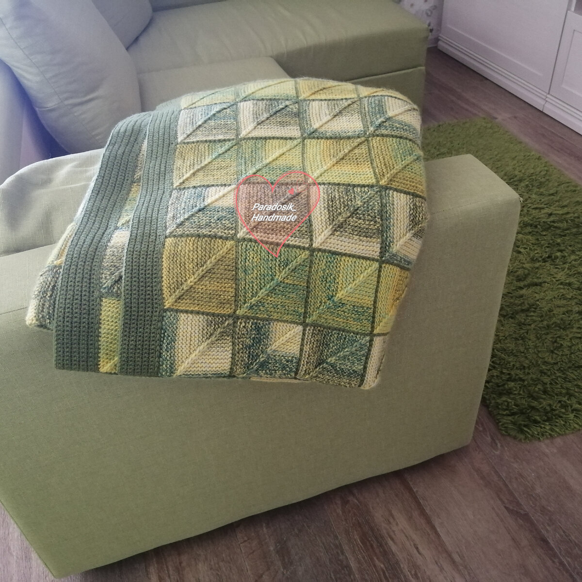 Плед спицами из квадратов