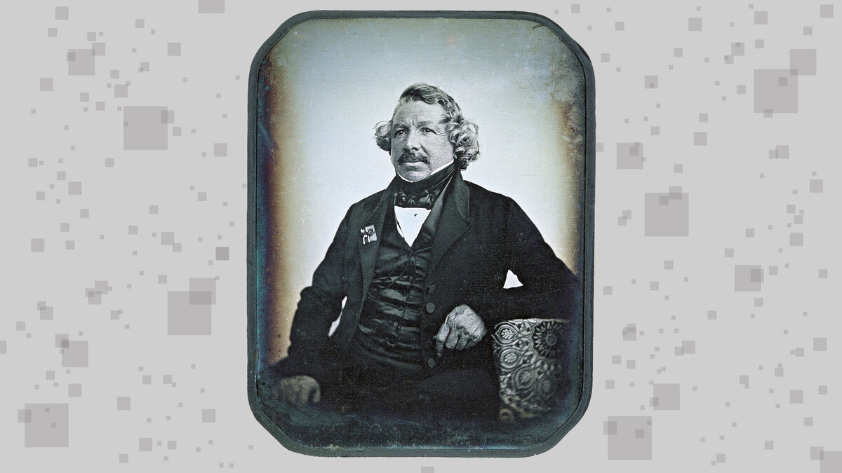 Дагеротип Луи Дагера, сделанный Жаном-Баптистом Сабатье-Блотом в 1844 году.