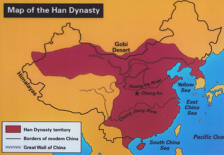 Территории династии Хань. Изображение взято из открытых источников