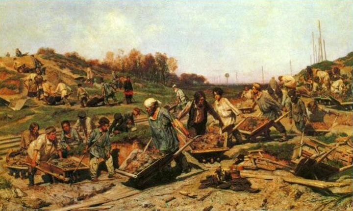 К. А. Савицкий "Ремонтные работы на железной дороге", 1874 г.