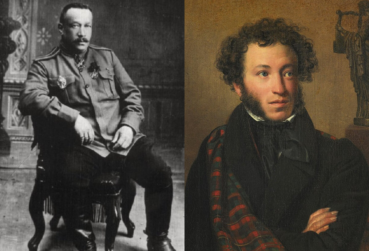 Григорий Александрович Пушкин (1868 — 1940) и Александр Сергеевич Пушкин (1799 — 1837).