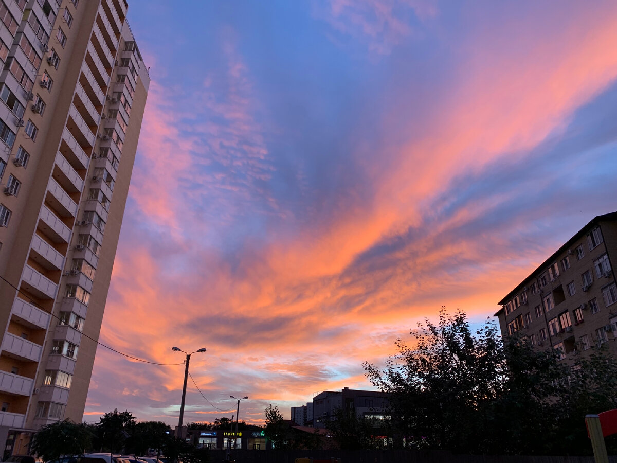 Сегодняшний закат сделал небо невероятно красивым. Фото автора 