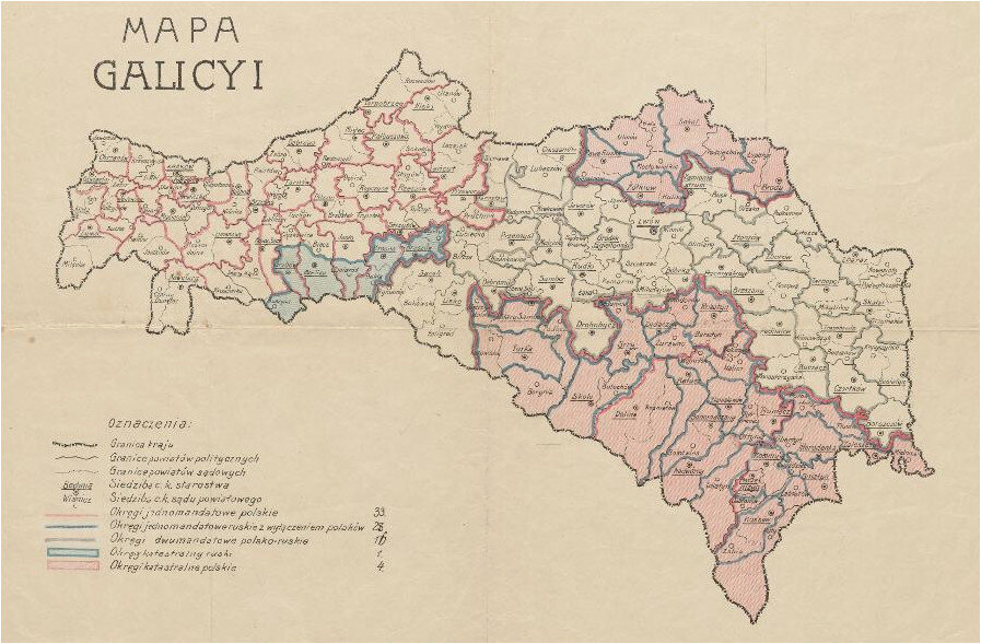 Карта галиции с областями и городами на русском