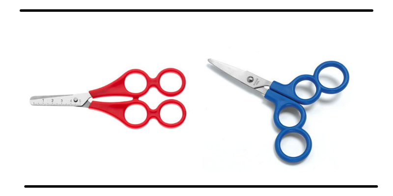 Обучающие ножницы с двумя парами колец. Для совместной работы педагога/родителя и ребёнка.