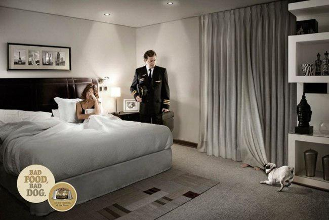 Реклама собачьего корма: «Собака, которую не вкусно кормят, всегда будет стараться вам досадить» 
