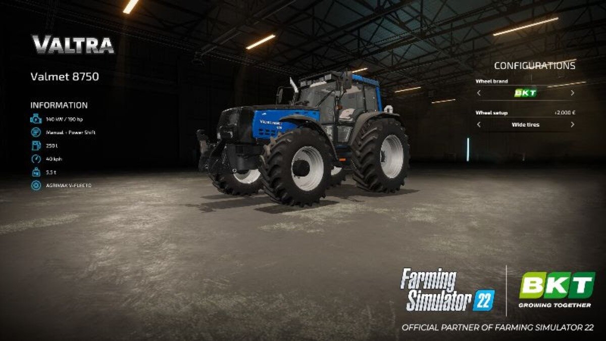 Шины BKT для тракторов Valtra в Farming Simulator 22 