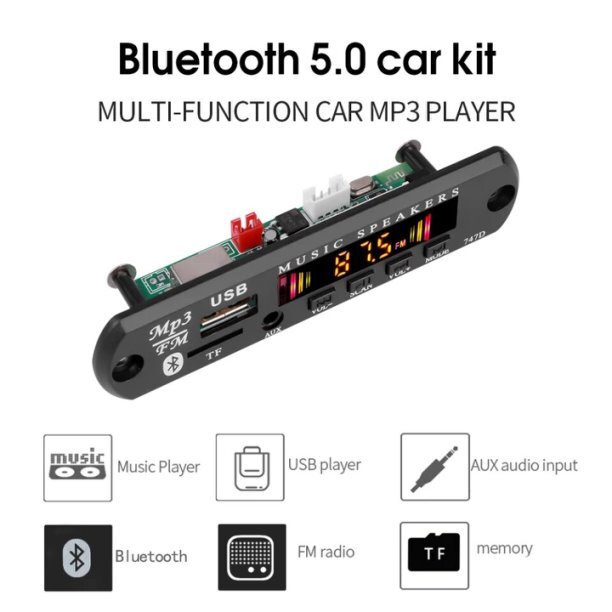 Автомобильный приемник mp3-плеер с  Bluetooth, FM-радио, TF, USB , AUX аудио .