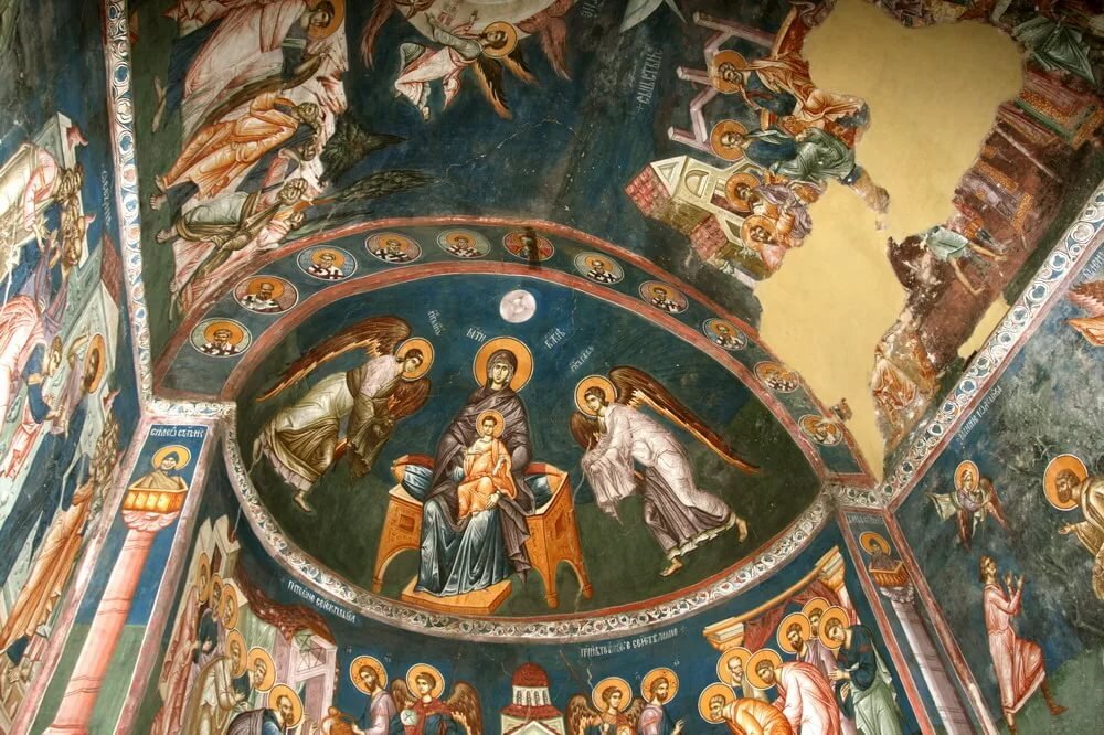 Фрески в алтаре храма Святых апостолов (Печ, Сербия), XIV век.