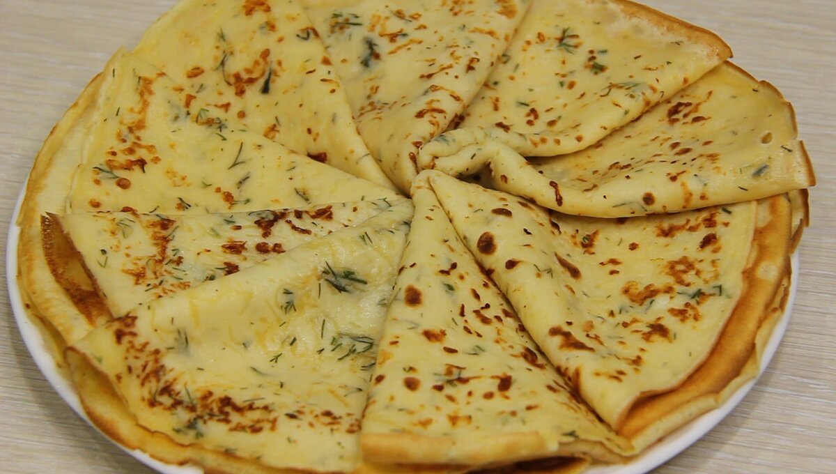 Блинчики с укропом и сыром