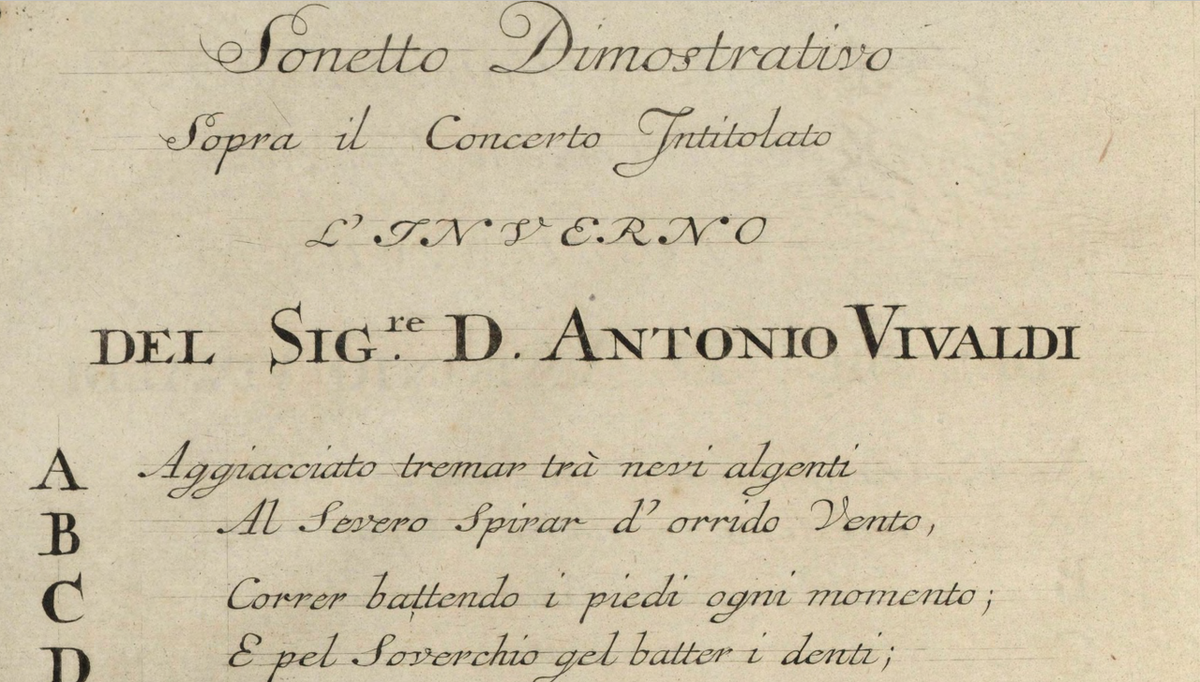 Фрагмент страницы первого издания "Времён года". Амстердам, 1725 г.