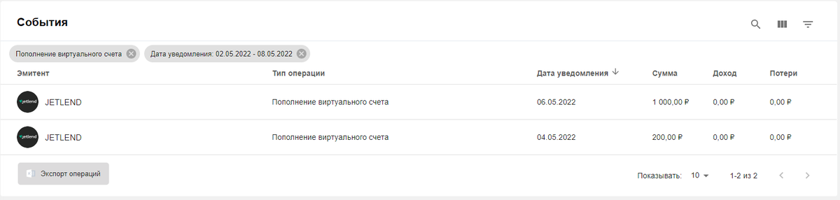 Пополнение счета на площадке.