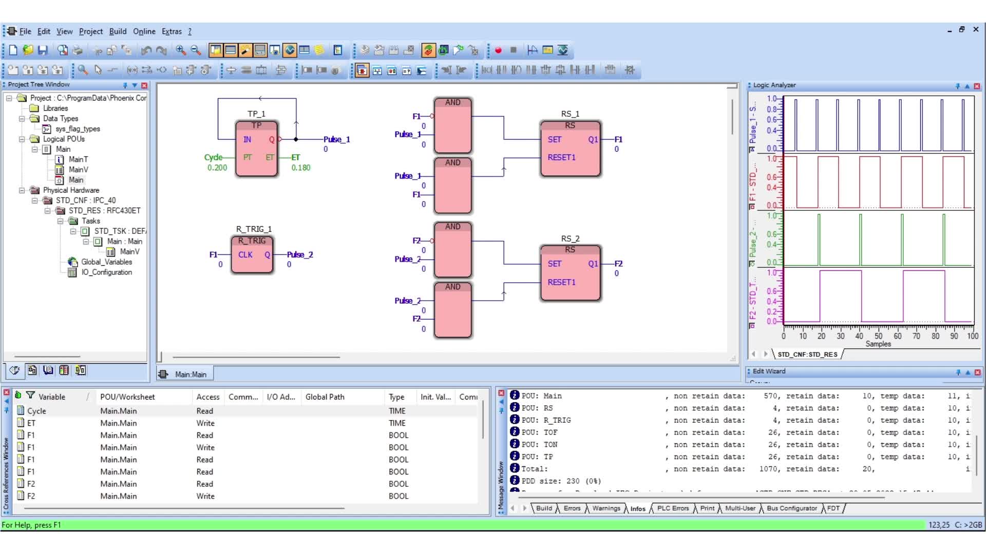 Триггеры на языке Function Block Diagram в PC WorX