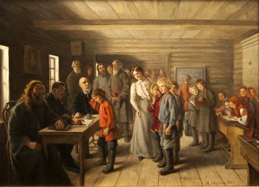 М.М. Д, Альгейм. В сельской школе. 1901 Источник: https://bitoflife.ru/?p=10560