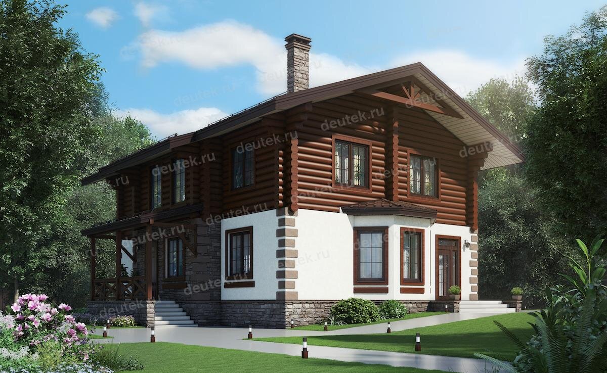 Проект двухэтажного дома 236 м2 с эркером и верандой - SK-93