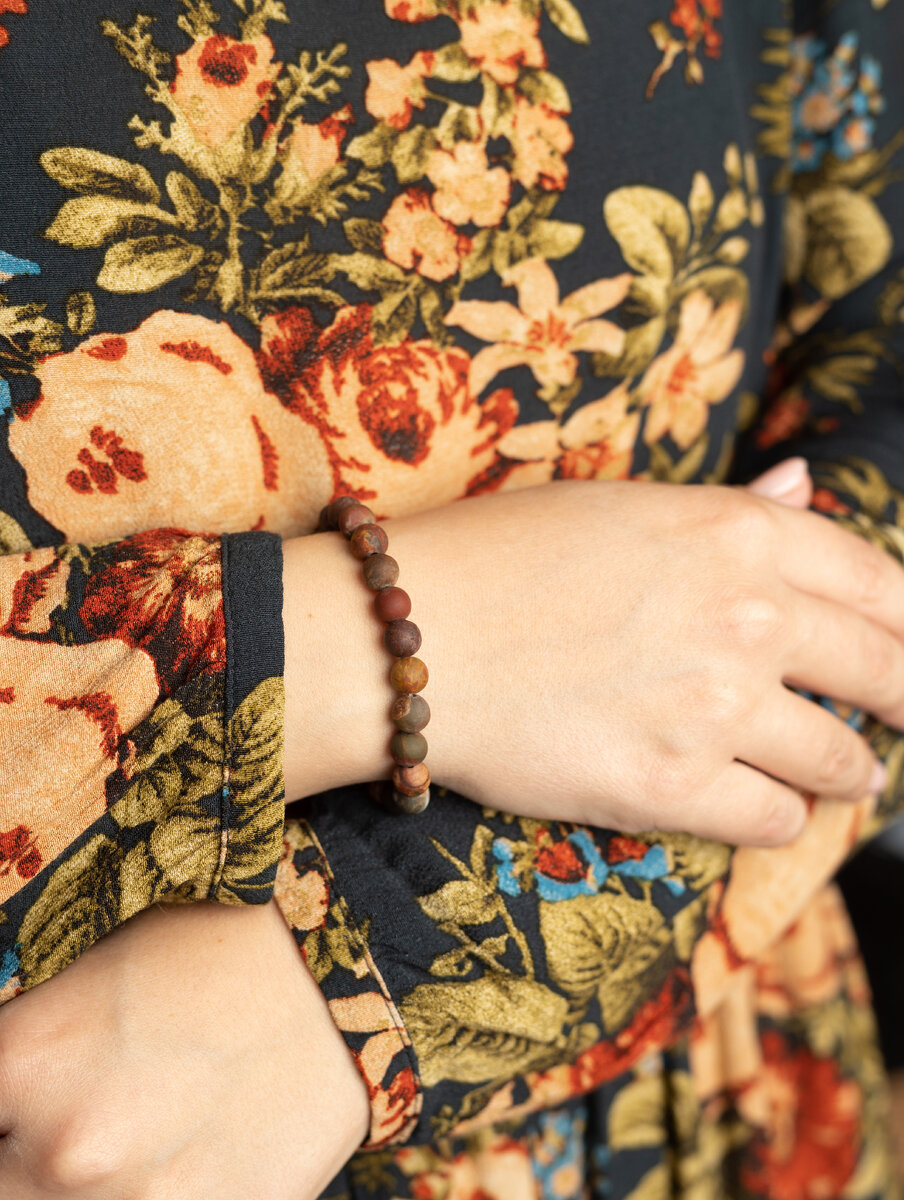 Браслет Осень из камня Яшма Пикассо 