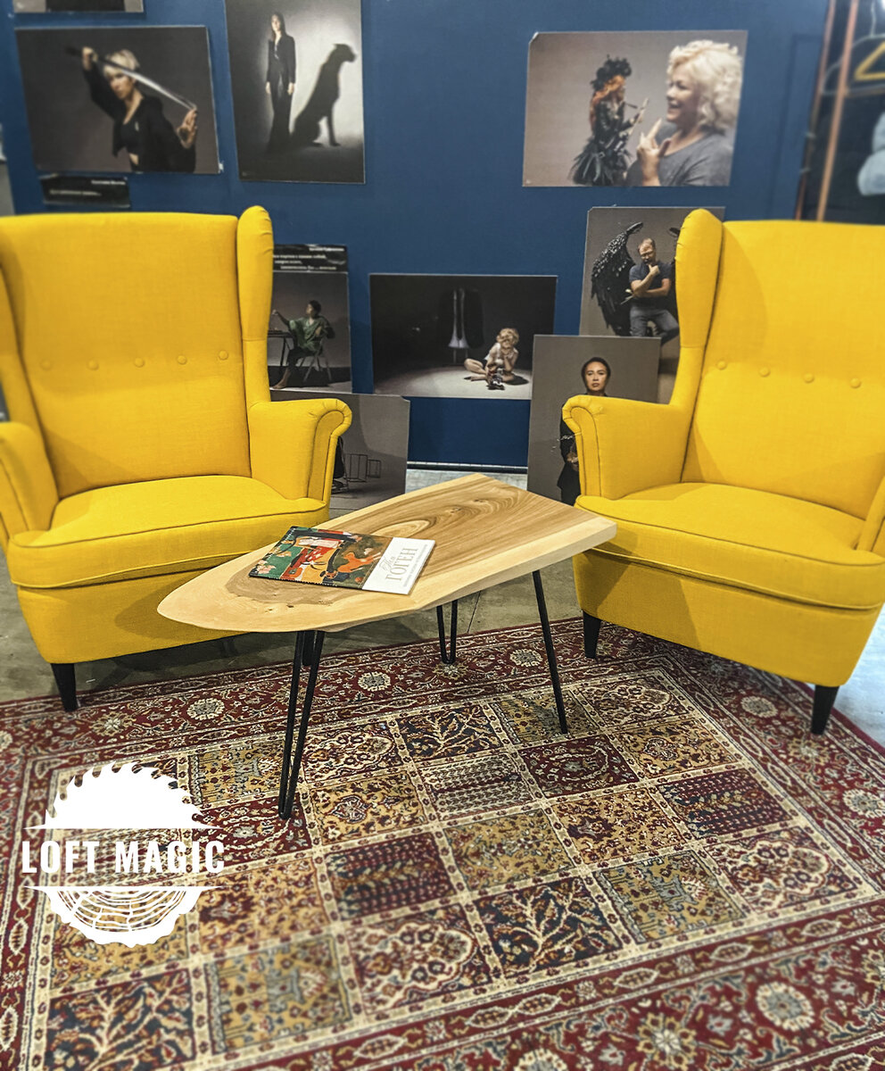 Столик из слэба карагача Serf Elm Арт. L-10245 на сайте www.LoftMagic.ru