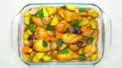 Куриные ножки с овощами на сковороде — простой и быстрый рецепт к Новому году | Мама Люба | Дзен
