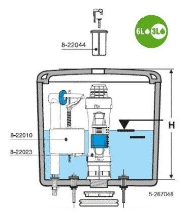 Стандартный объем воды в сливной емкости унитаза составляет 6 л, он записан даже в кое-каких ГОСТах. Этого хватает для эффективного смывания отходов и... получения водорода на неделю. ( источник - картинки яндекс) 