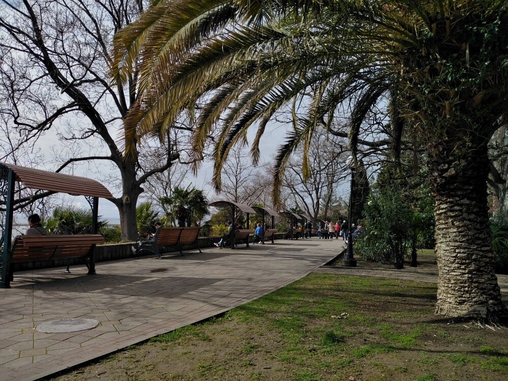 Погожий, почти весенний денёк в Сочи, верхняя набережная. Фото автора