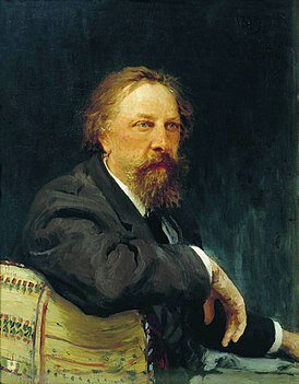 Портрет Алексея Константиновича кисти И. Е. Репина. 