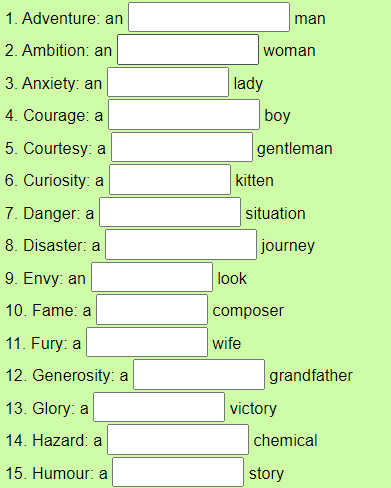 Первая часть упражгнения с сайта https://englishlab.net/hp/wf_4_wb1_adj_suffix_ous.htm