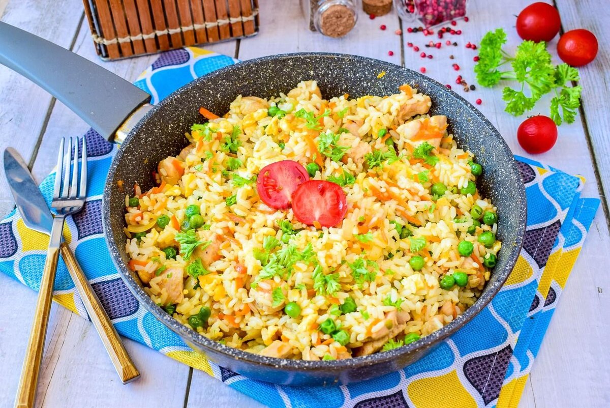 Жареный рис с курицей по-китайски – пошаговый рецепт приготовления с фото