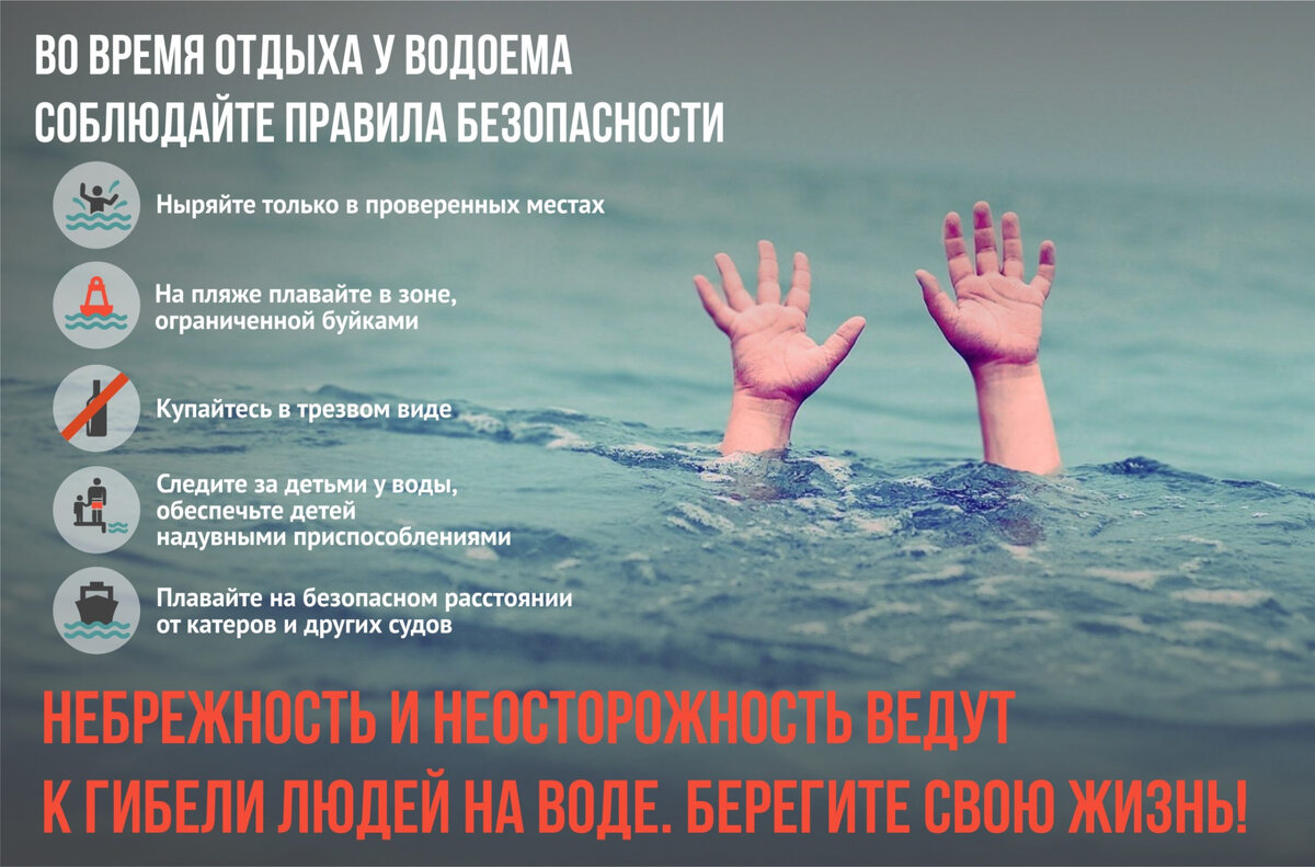 

Лето подходит к концу и официальный купальный сезон тоже. Однако любителей купаться это не останавливает. 
В целях предотвращения гибели людей на воде спасатели ГКУ МО Мособлпожспас
напоминают :

не купайтесь в несанкционированных местах;

используйте при купании надувные спасательные средства;

не входите в воду в состоянии алкогольного опьянения;

не оставляйте детей одних у воды!


