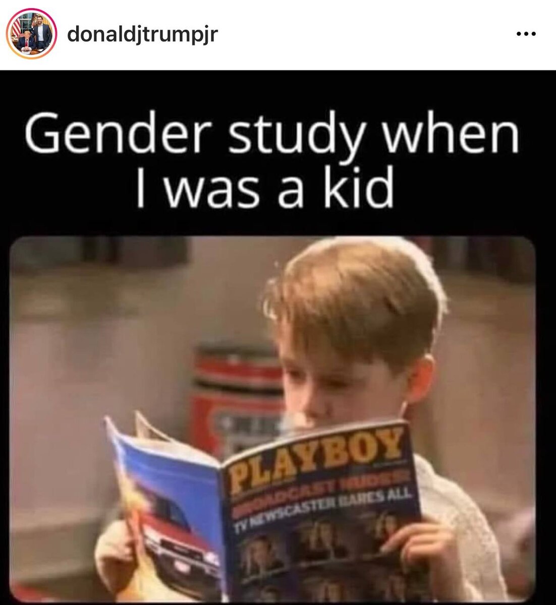 " Гендерное исследование когда я был ребенком". Фото из интернет  канала Д.Трампа.