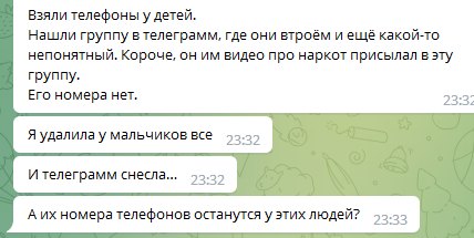 Скриншот переписки одной мамы