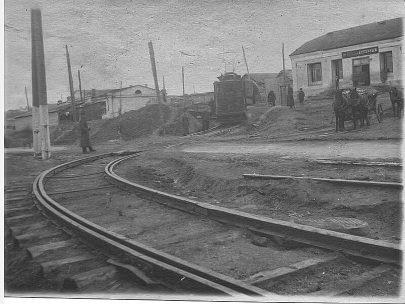 1942 год. Трамвайный путь в п. Косая Гора. Фото из фондов Тульского краеведческого музея.