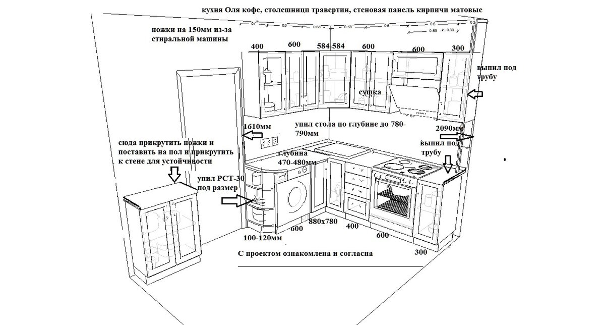 предварительный проект кухни Оля