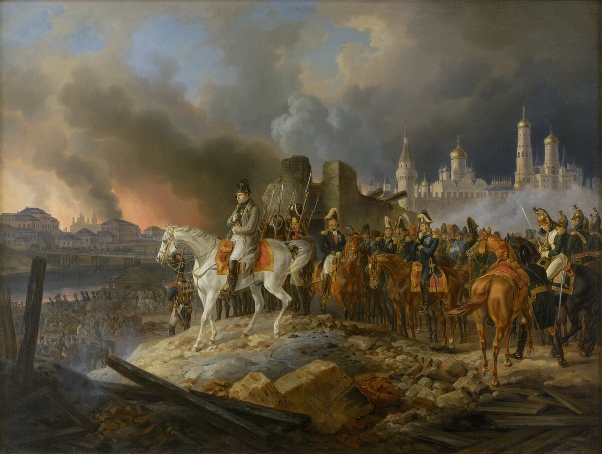 Наполеон в горящей Москве. Адам Альбрехт. 1841 год.