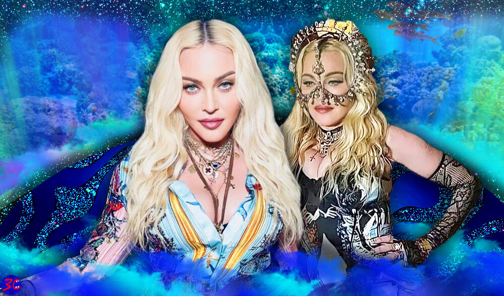 Мадонна на вечеринке, посвящённой её дню рождения, 16 августа 2021 года (коллаж автора, источник: instagram.com/p/CSr2iV6IqmA/)