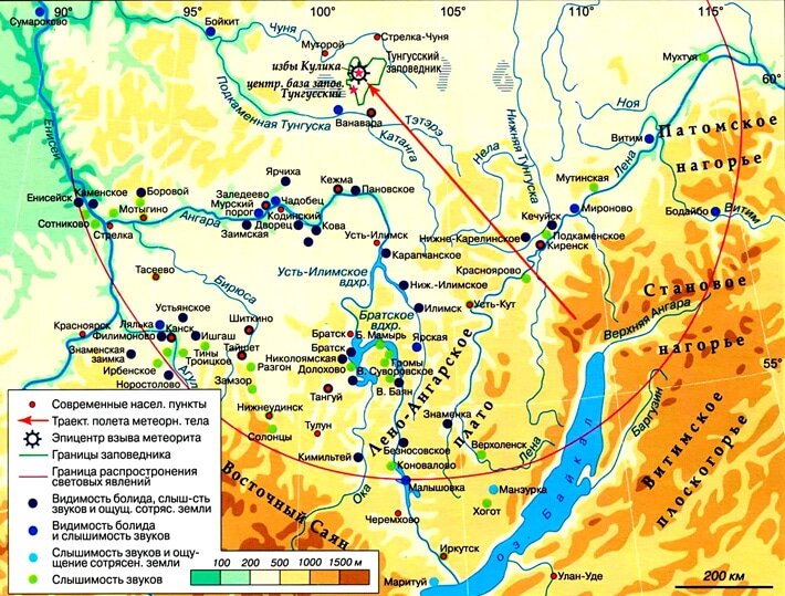 Карта реки тунгуска