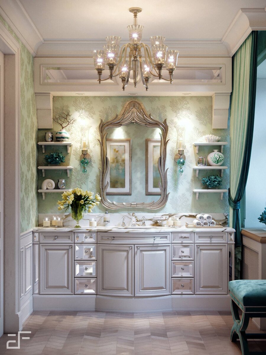 Дизайн интерьера ванной комнаты в английском стиле