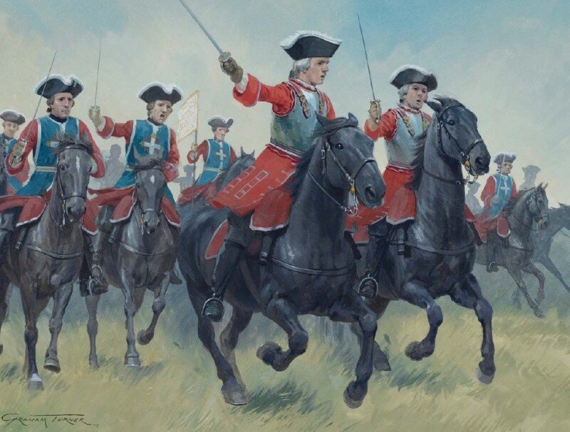 Кавалерийская атака Первой "Черной" роты Королевских мушкетеров при Фонтенуа 1745 года. Источник mr-garett.livejournal.com
