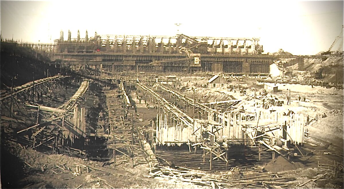 Строительство Угличской ГЭС 1939 г