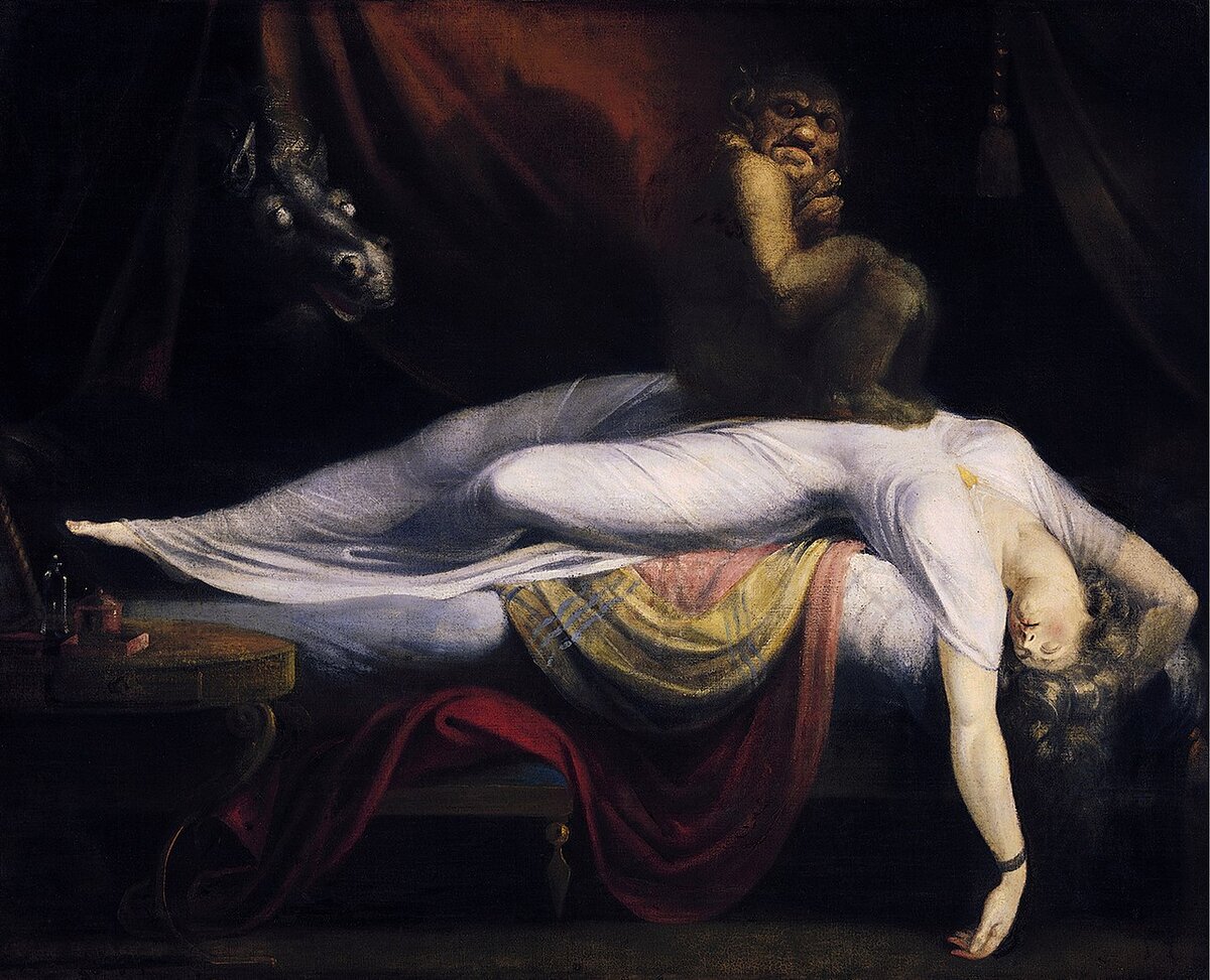 "Кошмар" Генри Фюзели (1781) - изображение сонного паралича, воспринимаемого как демоническое посещение.