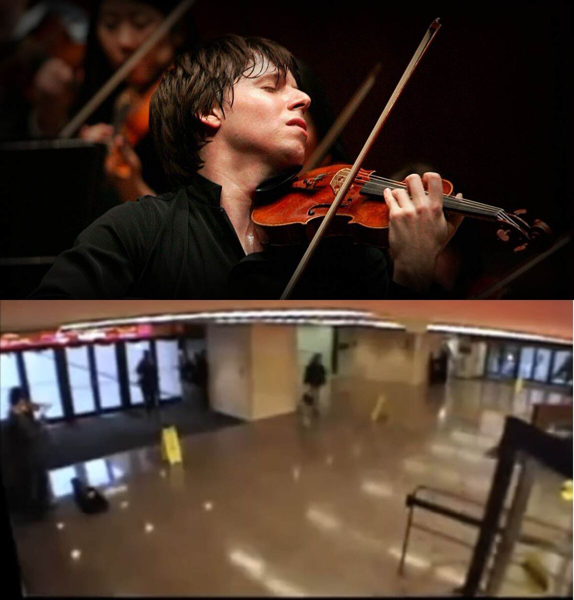 Джошуа Белл в метро. Фото и кадр из материалов Washington Post