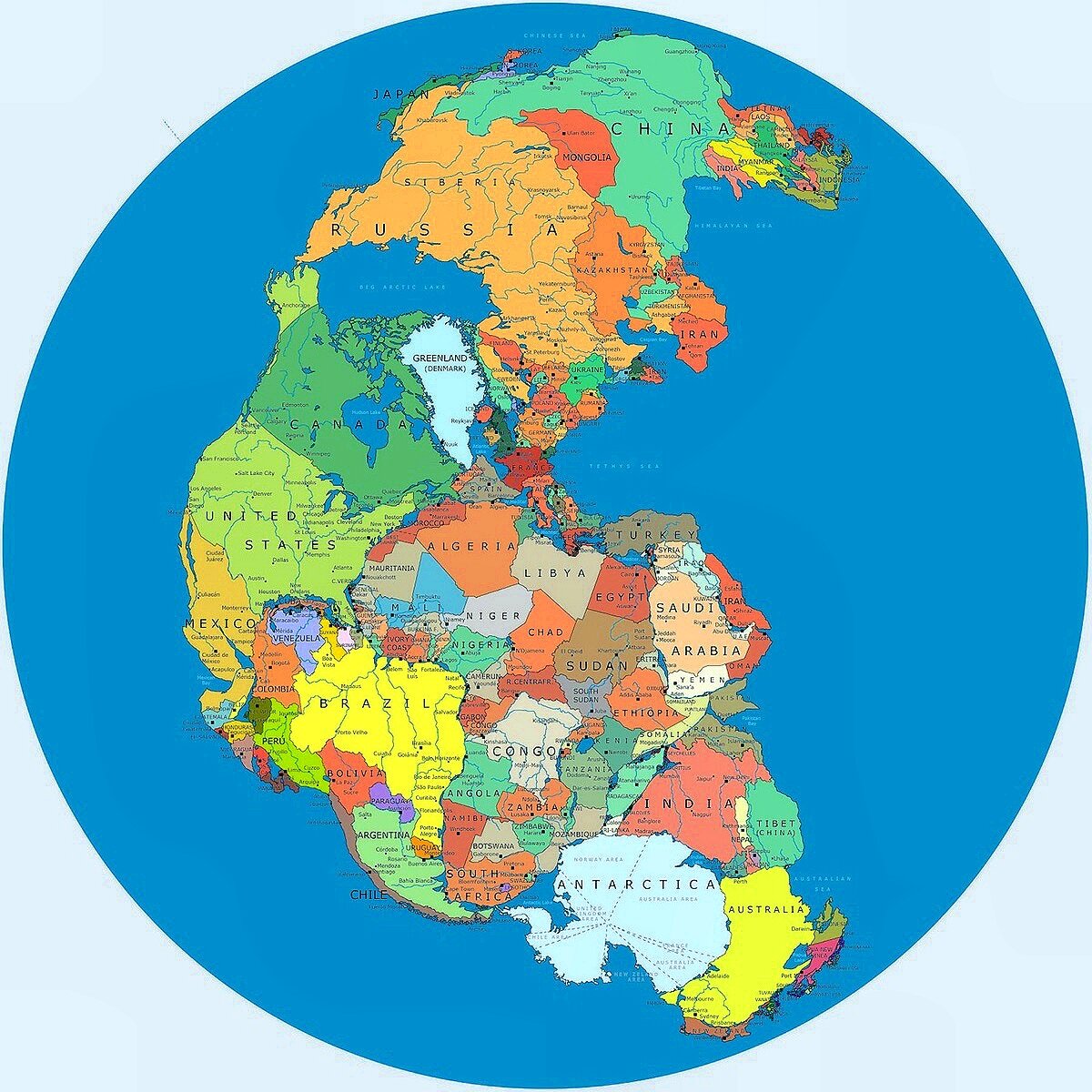 Вот так современные государства разместились бы на древнем материке