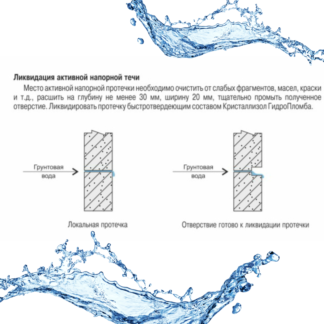 Нужно устранить активную течь? Поможет Кристаллизол Гидропломба! |  Гидроизоляция КРИСТАЛЛИЗОЛ™ | Дзен