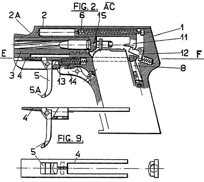 Рисунок из французского патента на пистолет Холека.