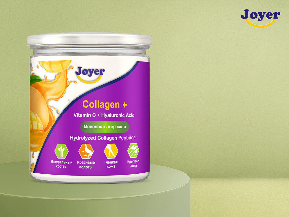 Говяжий коллаген Joyer с витамином С и гиалуроновой кислотой со вкусом манго