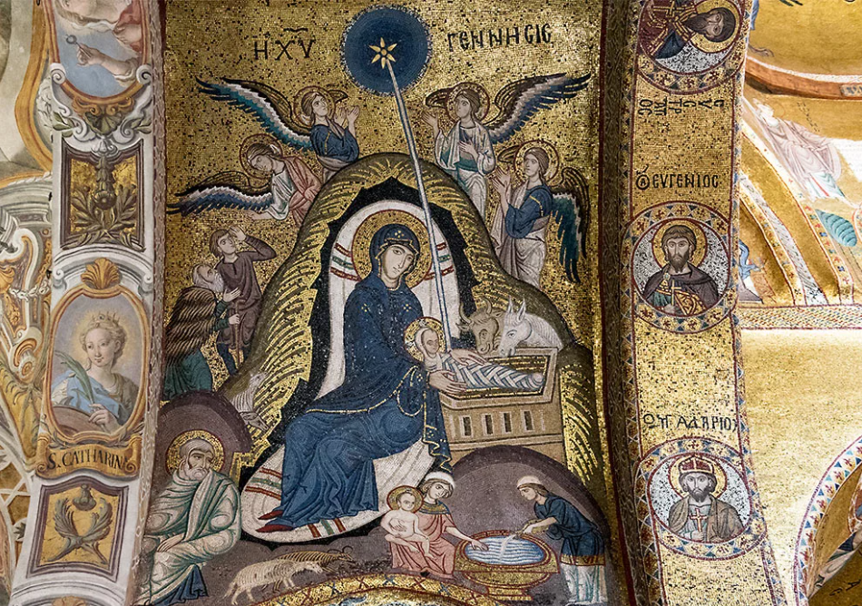 Рождество Твое, Христе Боже наш, воссия мирови свет разума; в нем бо звездам служащии звездою учахуся Тебе кланятися, Солнцу правды, и Тебе ведети с высоты востока. Господи, слава Тебе